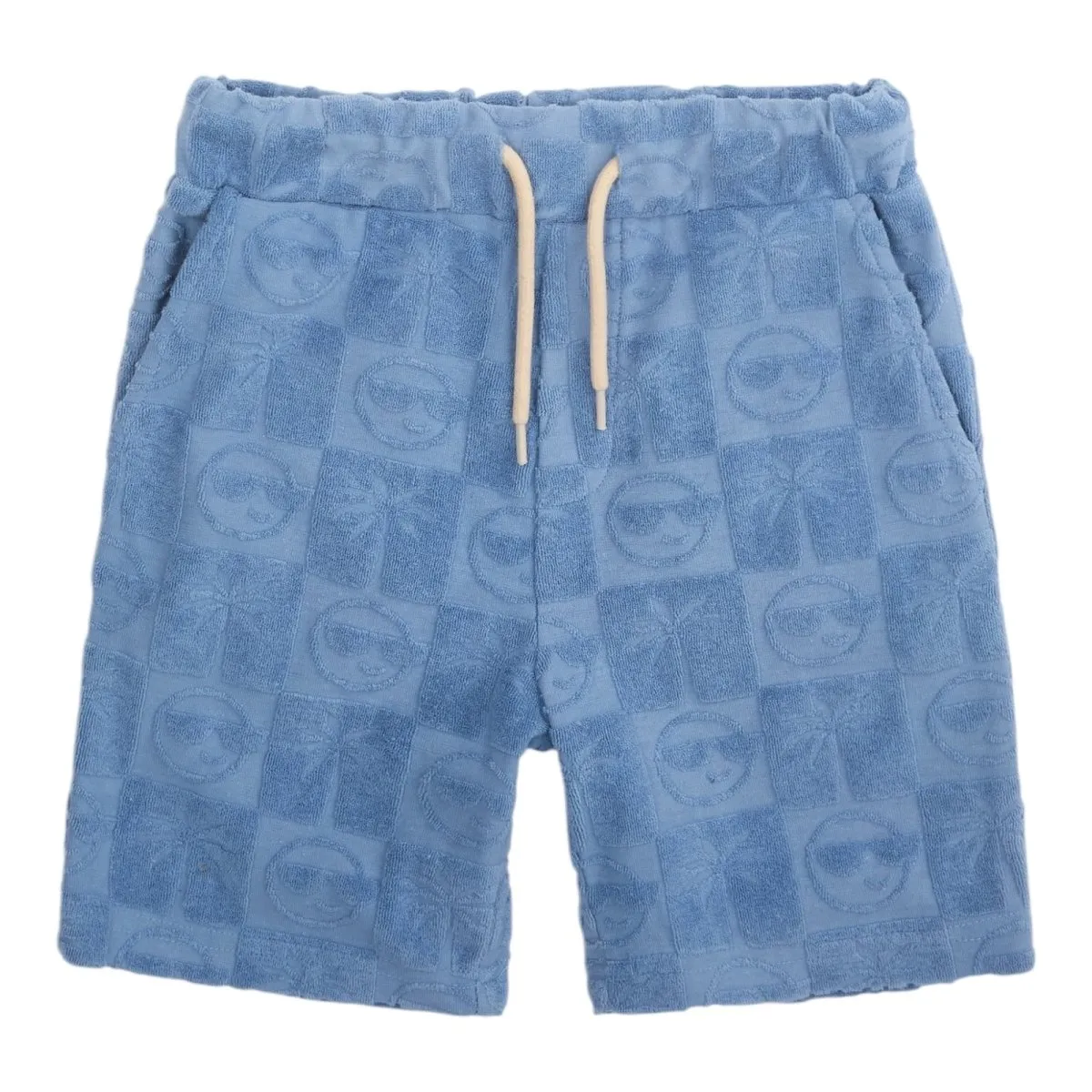 SMILEY FACE CHECKERED TERRY RESORT SHORTS